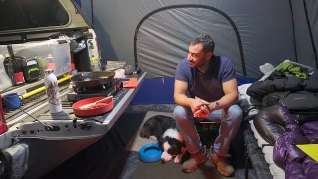 Car CAMPING In RAIN With SUV TENT