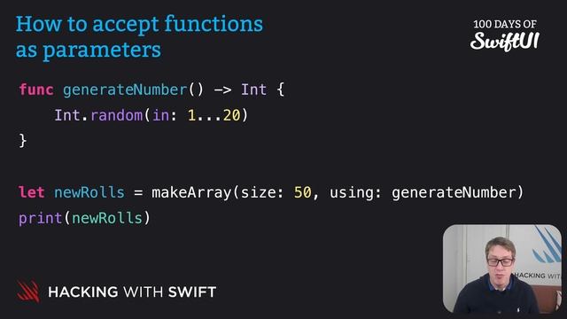 How to accept functions as parameters – Swift for Complete Beginners смотреть онлайн