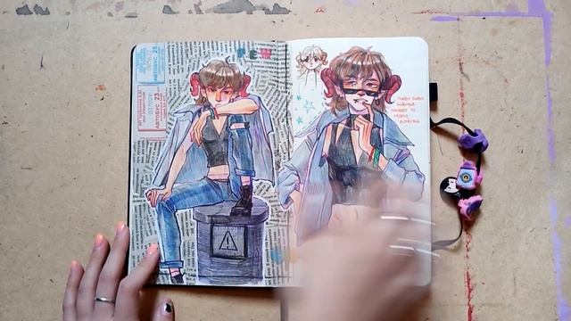 обзор на скетчбук | геншин, бравл, хонкай и всякое другое | sketchbook tour смотреть онлайн