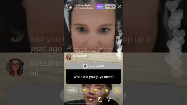 Millie Bobby Brown Instagram Live With Louis Partridge