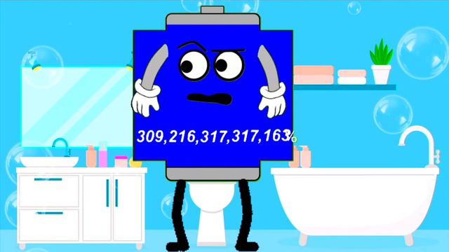 One DECILLION Overcharged Battery lowing to 0 at Toilet | Battery Animation смотреть онлайн