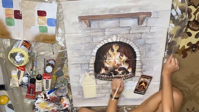 Роспись кухонной плитки "Домашний очаг" для фартука ( скинали) на стене смотреть онлайн