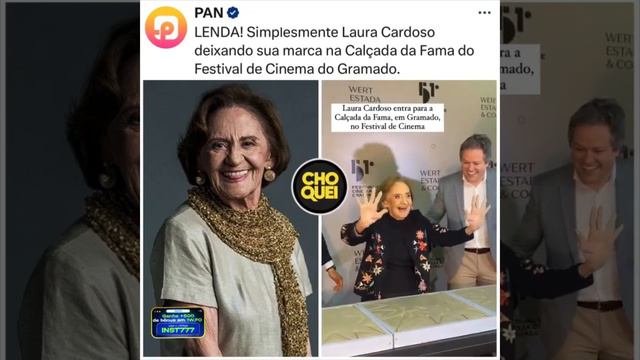 Aos 95 anos, a atriz Laura Cardoso deixou sua marca na Calçada da Fama #choquei #atriz смотреть онлайн