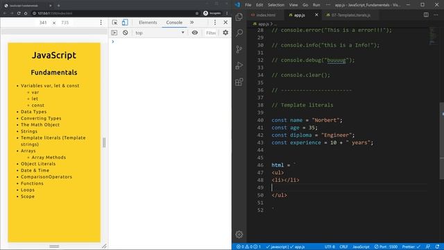 JavaScript Template Strings Template Literals | Learn JavaScript смотреть онлайн