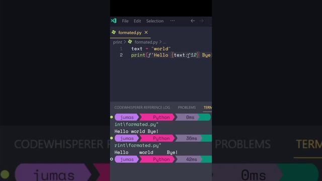 Reserve spaces around text using formatted strings #coding #python #dictionary смотреть онлайн