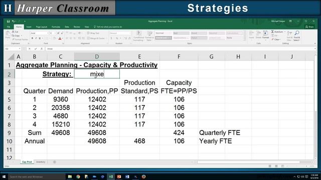 Aggregate Planning Strategies with Excel | Dr. Harper's Classroom смотреть онлайн