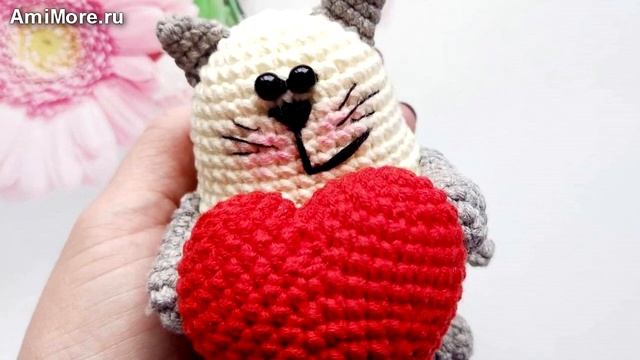 Амигуруми: схема Котовалентинка. Игрушки вязаные крючком - Free crochet patterns. смотреть онлайн