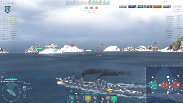 Rare premium destroyer "Álvaro de Bazán" on map Islands of Ice - World of Warships смотреть онлайн