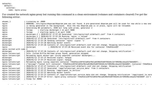 Unix & Linux: Docker nginx-proxy hangs on startup смотреть онлайн
