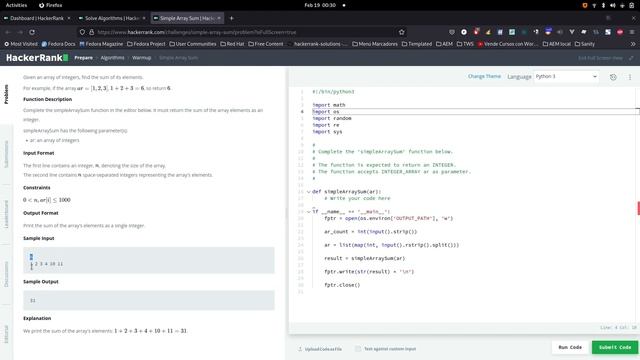 Ejercicios Hacker Rank (python) Solve Me First, Simple Array Sum смотреть онлайн