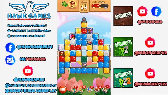 Angry Birds Blast Level 952 - 3 Stars Walkthrough, No Boosters смотреть онлайн