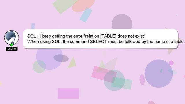 SQL : I keep getting the error "relation [TABLE] does not exist" смотреть онлайн