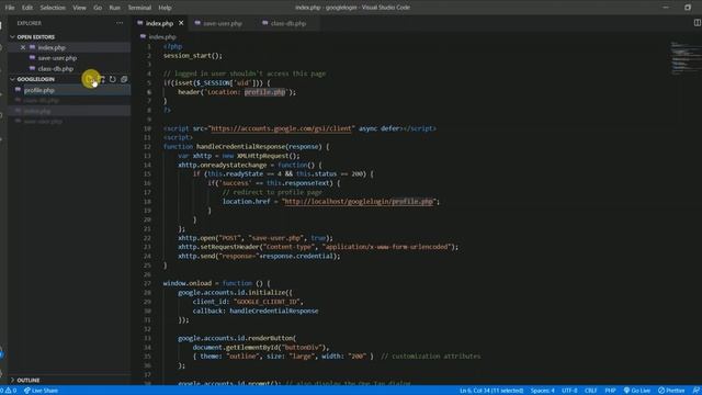 Login with Google using JavaScript and PHP смотреть онлайн