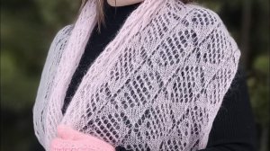 Как связать палантин спицами// ажурный шарф спицами// мастер класс