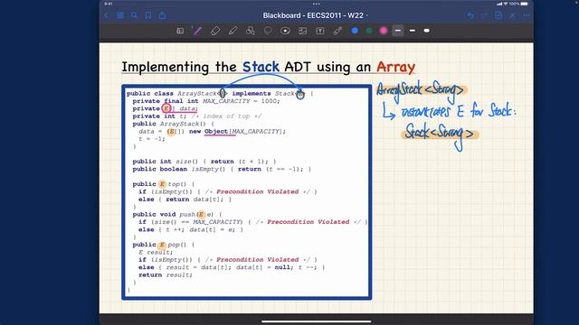 [HD] EECS2011 W22 - Lecture 3 - Part B2 - Array-Based Implementation of Stack смотреть онлайн