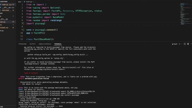 Install Psycopg2 package on Mac смотреть онлайн