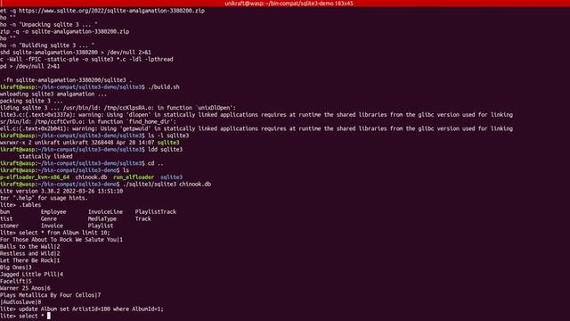 Unikraft - Using SQLite with binary compatibility mode смотреть онлайн