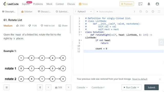 Rotating Linked list | FAANG | Linked list problems | leetcode | using Python. смотреть онлайн