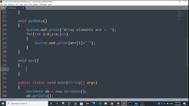 Ascending and Descending order in java | class SortData that contains the method asec() and desc() смотреть онлайн