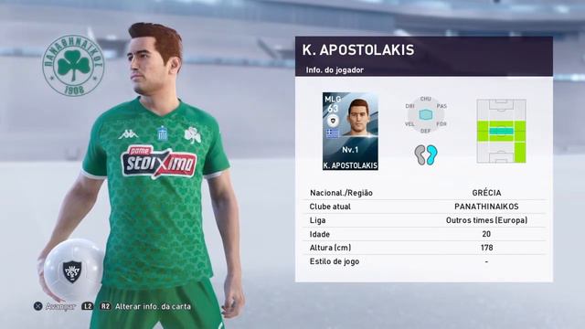 K. Apostolakis no PES2020 do Panathinaikos Athlitikos Omilos . смотреть онлайн