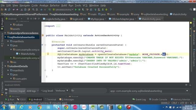 SQLite Database Creation смотреть онлайн