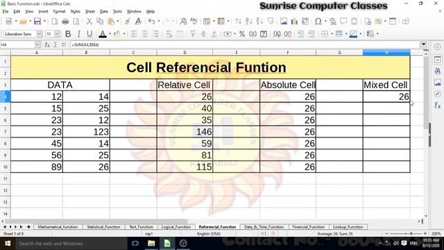 Cell Reference & Date n Time Function || LibreOffice Calc. ||Sunrise Computer смотреть онлайн