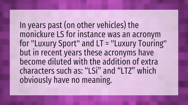 What does LS LT and LTZ stand for? смотреть онлайн