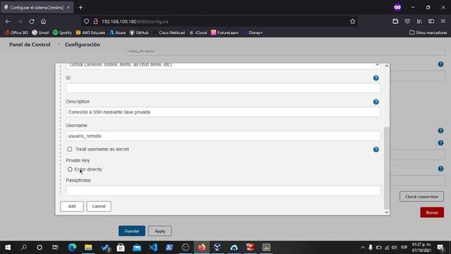 Uso de llave privada para conectar Jenkins y SSH en Docker Compose смотреть онлайн