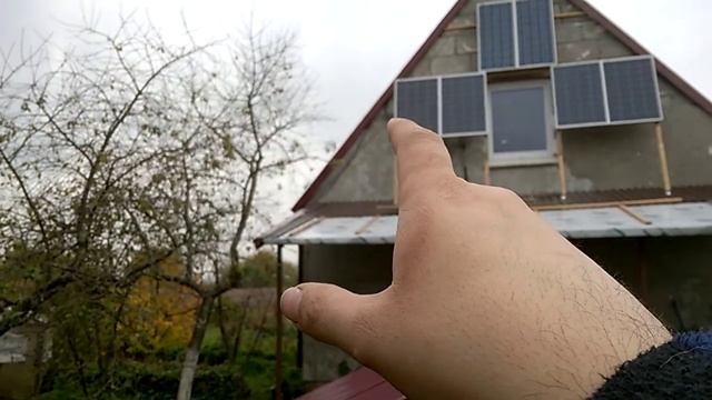 Поставил 4 панели для GRID системы на навес