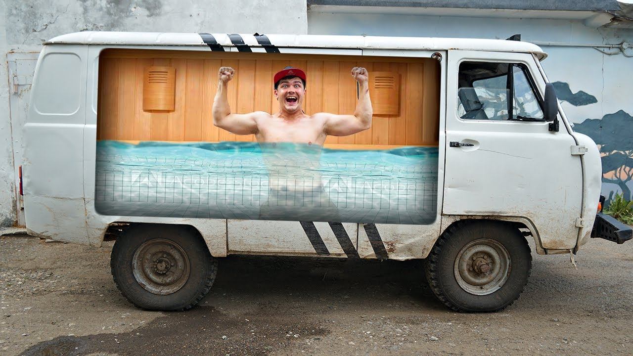 Сделали бассейн на колесах внутри Буханки! смотреть онлайн