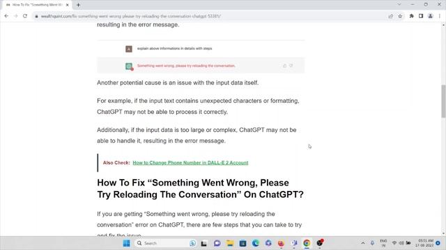 How To Fix Something Went Wrong, Please Try Reloading The Conversation On ChatGPT смотреть онлайн