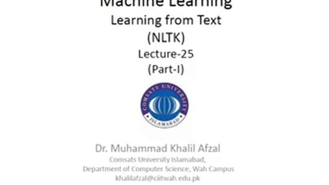 Lecture 25 Part I Natural Language Tool Kit смотреть онлайн