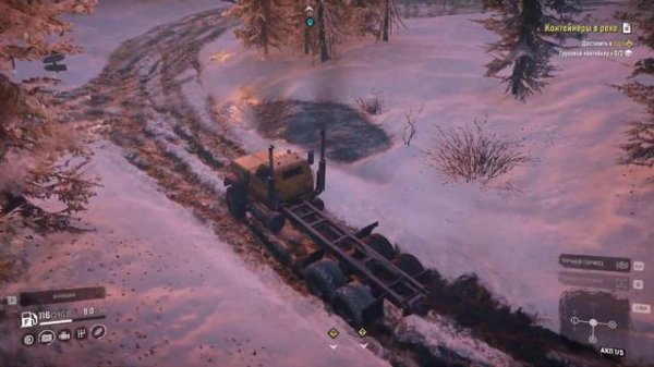 SnowRunner - Прохождение доп. миссии ( Контейнеры в реке ) Alaska, USA - Challenging game mode