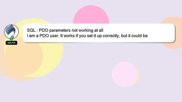 SQL : PDO parameters not working at all смотреть онлайн
