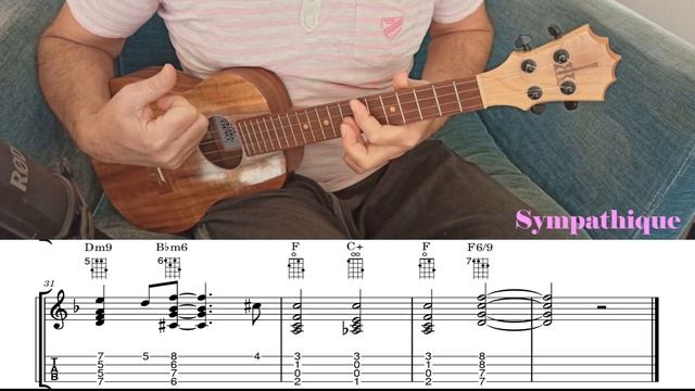 Sympathique - jazz ukulele chord melody tutorial (with tabs) смотреть онлайн