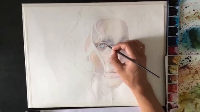 Сергей Зиновкин - рисует портрет на бумаге для акварели WATERFALL "Малевичъ" смотреть онлайн