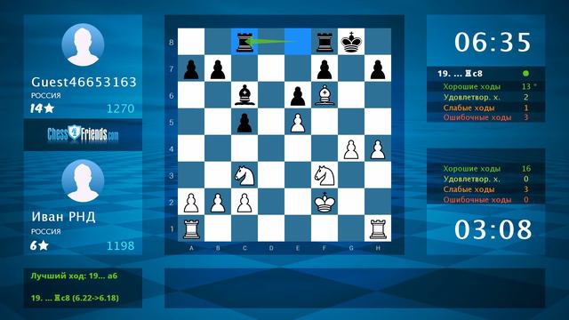 Анализ шахматной партии: Иван РНД - Guest46653163, 1-0 (по ChessFriends.com) смотреть онлайн