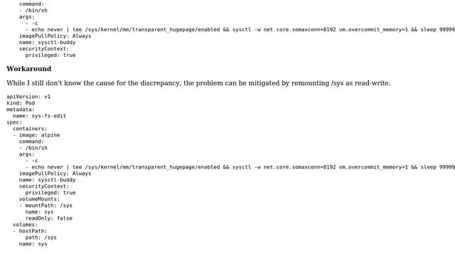 Why does linux sys fs modification work in plain docker but not under kubernetes? смотреть онлайн