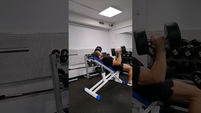 Жим гантелей под углом 45. Максимальный акцент на верх груди смотреть онлайн