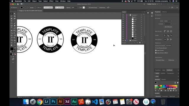 Video 11/25 - Making Badge Number 4 - Badge / Sticker Template Design With Adobe Illustrator