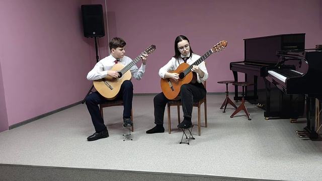 Дуэт гитаристов: Бугаева Ксения, Серенков Егор. В. Ерзунов. "У камина". смотреть онлайн