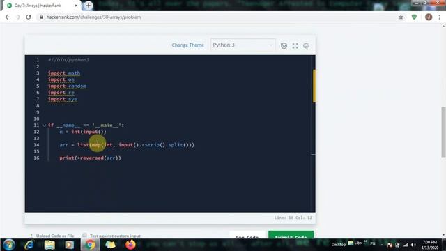Day - 7 Arrays || 30 days of code || Python 3 || HackerRank смотреть онлайн