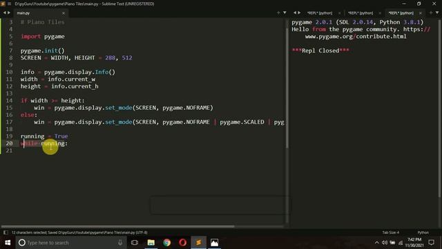 Creating Game Window | Piano Tiles Part 1 | python and pygame | #pyguru смотреть онлайн