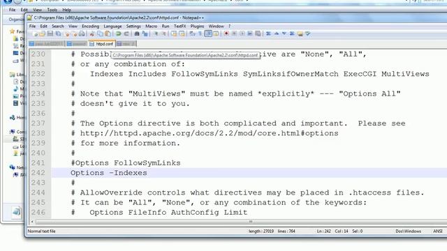 Apache - disable and enable directory listing смотреть онлайн