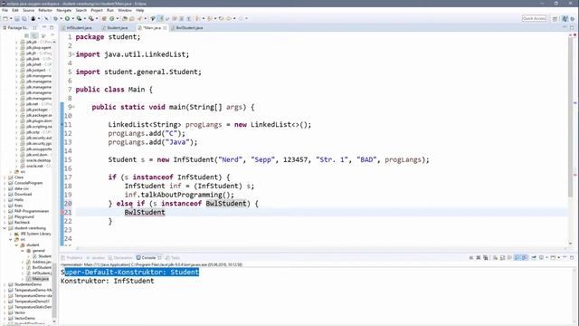 ? JAVA | Vererbung 10 - Operator instanceof und Type-Cast смотреть онлайн