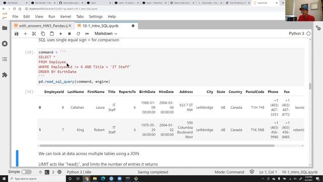 Stats 21 Lesson 10-2 SQL queries with Pandas смотреть онлайн