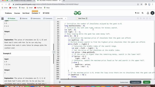 Shy Geek| GFG | POTD | 28th March 2023 | Binary Search | Java solution | Problem Of The Day смотреть онлайн