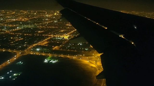 Wonderful Night Aerial View Of Kuwait - Landing At Kuwait International Airport
