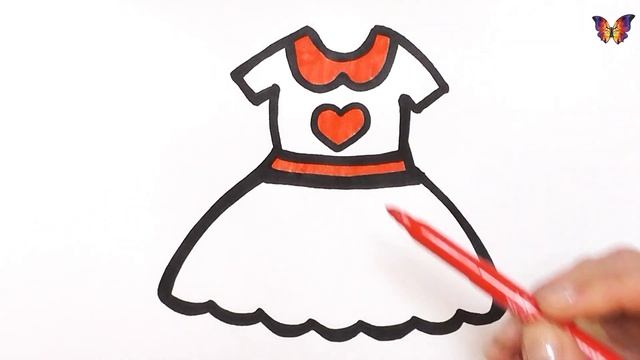 Как нарисовать ПЛАТЬЕ / мультик раскраска ПЛАТЬЕ для детей / Раскраски малышам смотреть онлайн