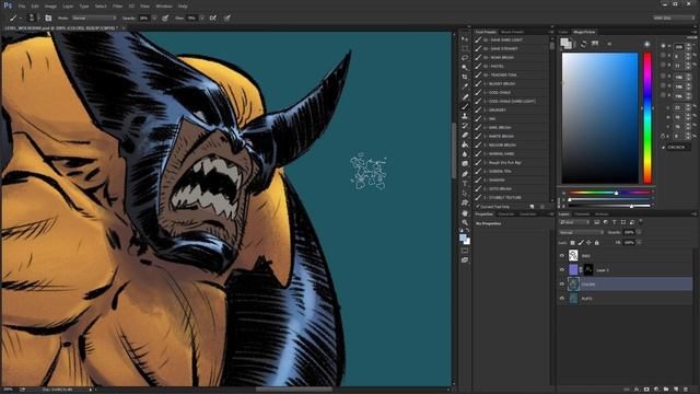WOLVERINE! by Brian Level: A Photoshop comic coloring tutorial (narrated, lots of tricks) смотреть онлайн
